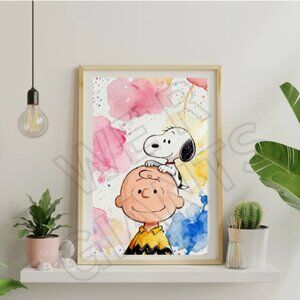 Watercolor Fun Snoopy and Charlie Brown 11x17 Art Print
